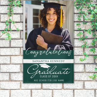 Photo Graduation Congrats Grad Class Of 2026 Green Banner