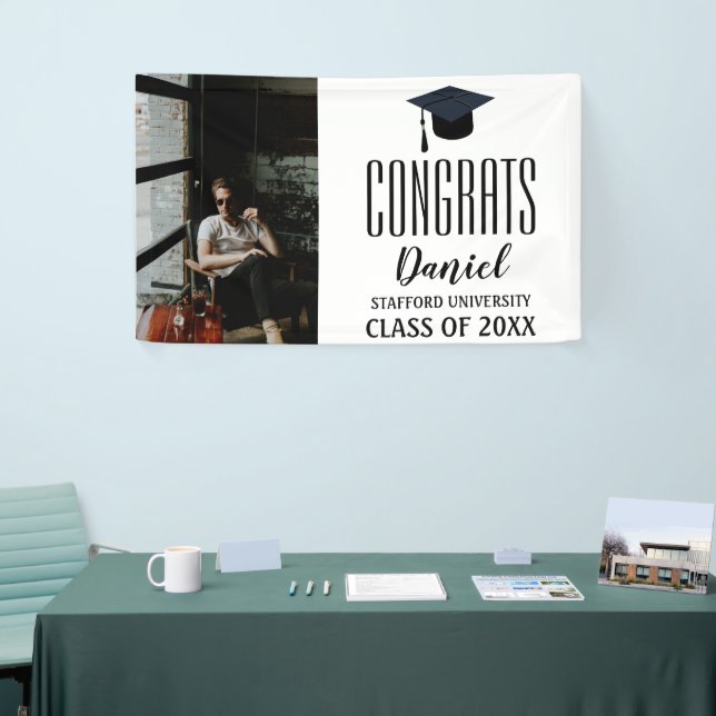 Photo Graduation Congratulations Custom Name Banner (Tradeshow)