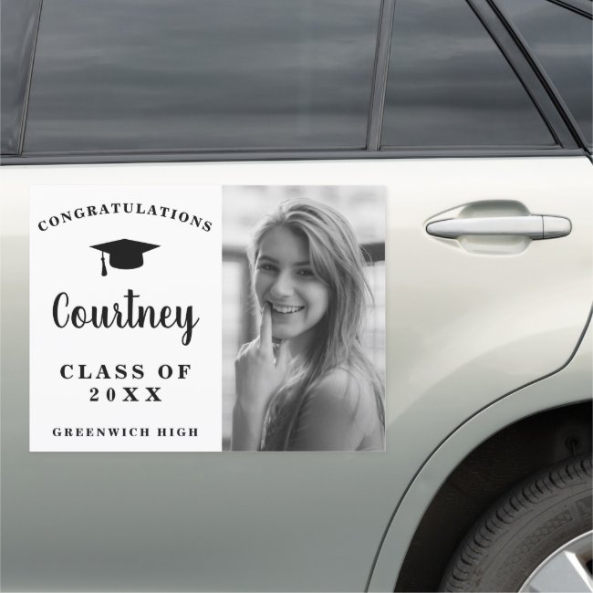 Photo Graduation Cute Black White Girl Graduate Car Magnet