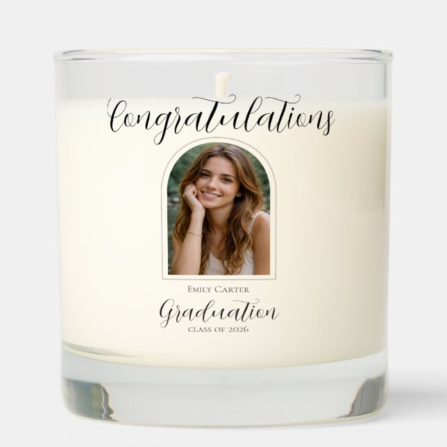 Photo Graduation| Elegant Script Scented Candle (Front)