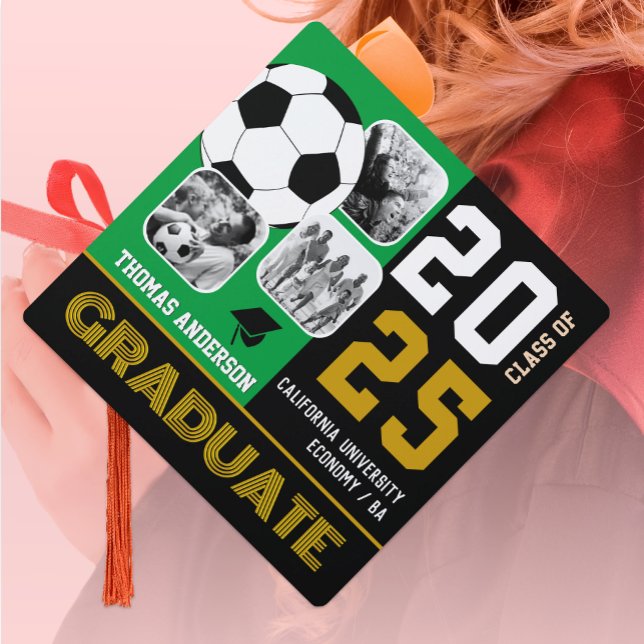 Photo Graduation Hat, Soccer Ball Graduate, Modern Graduation Cap Topper (Creator Uploaded)