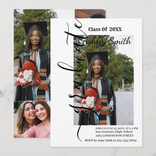 Photo  graduation invitation (Front/Back)