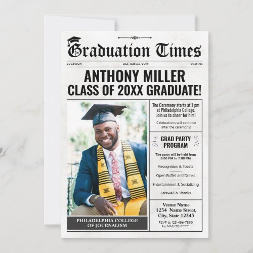 Photo Graduation Invitation Announcement Newspaper