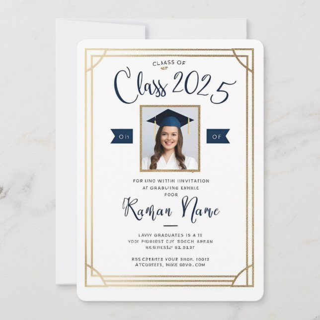Photo Graduation Invitation – Class of 2025 Elegan (Front)