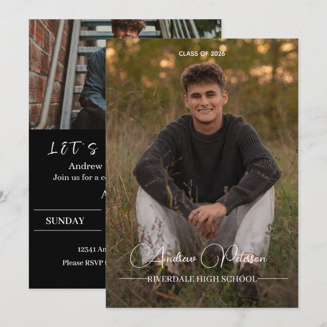  Photo Graduation Invitation, class of 2026 Invitation (Front/Back)