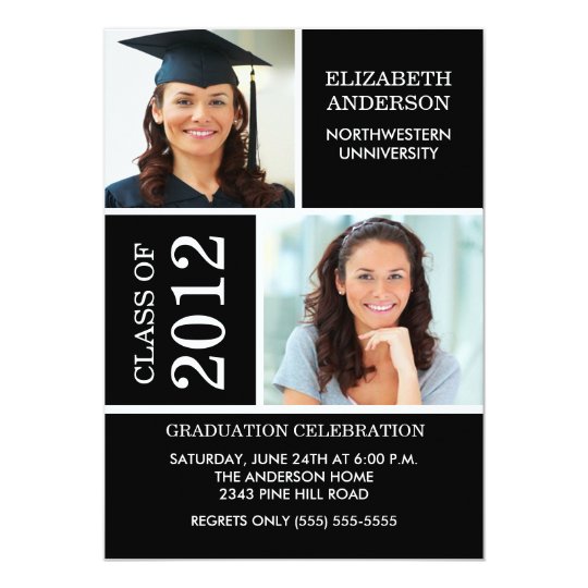 Photo Graduation Invitation ~Classy Black & White | Zazzle