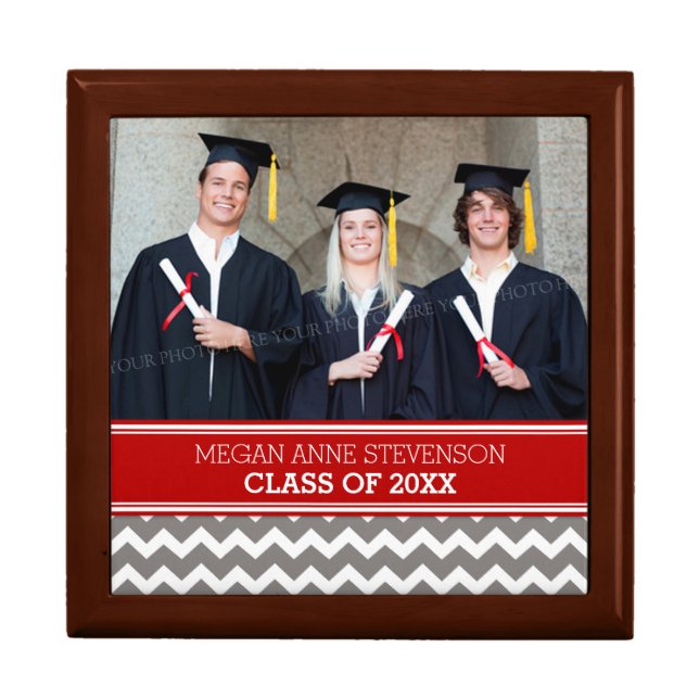 Photo Graduation Keepsake Gift Box Chevron (Front)
