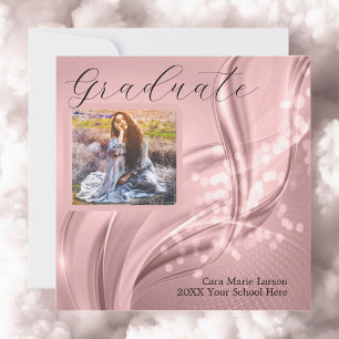 Photo Graduation Luxury Pink Metallic Invitation