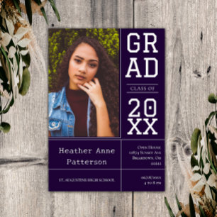 Photo Graduation Open House   Purple Invitation
