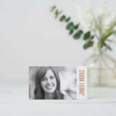 Photo Graduation | Orange Plaid Calling Card (Standing Front)