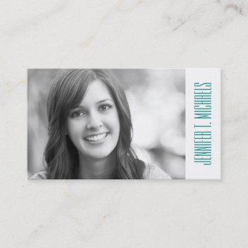 Photo Graduation | Paper With Blue  Green & Black Calling Card by watercoloring at Zazzle