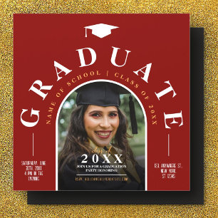 Photo Graduation Party Class of 2026 Red Magnetic Invitation