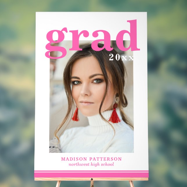 Photo Graduation Party Elegant Modern Script Acrylic Sign (Neutral)