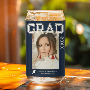 Photo Graduation Party Elegant Modern Script Can Glass