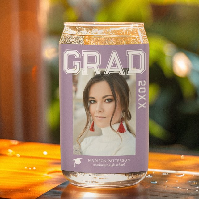 Photo Graduation Party Elegant Modern Script Can Glass (Creator Uploaded)