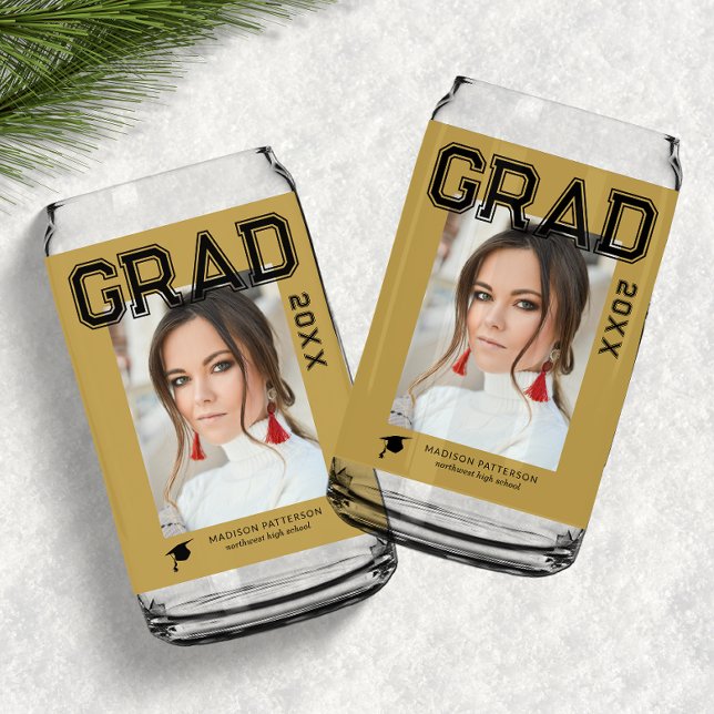 Photo Graduation Party Elegant Modern Script Can Glass (Creator Uploaded)