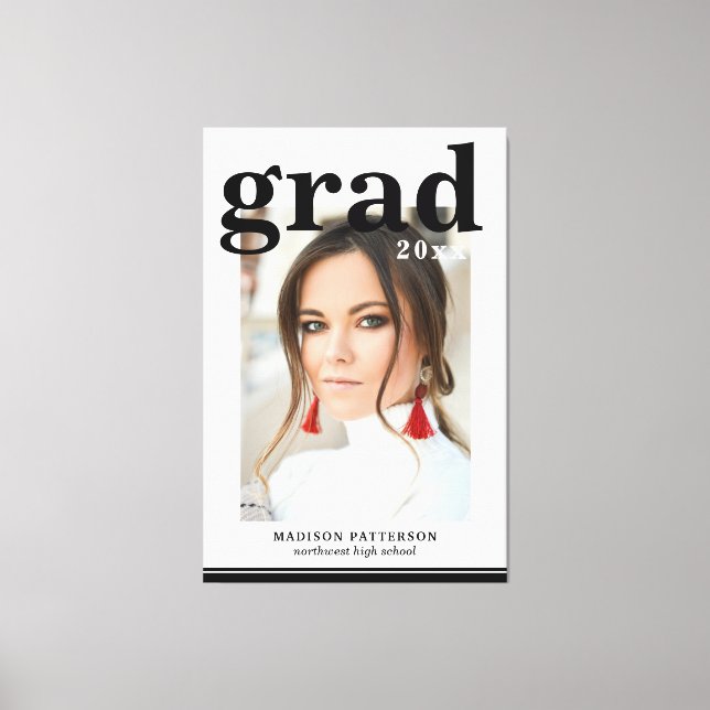 Photo Graduation Party Elegant Modern Script Canvas Print (Front)
