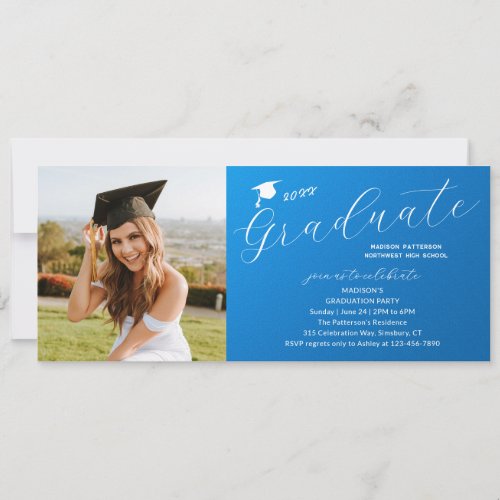 Photo Graduation Party Elegant Modern Script Invitation