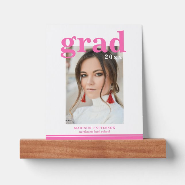 Photo Graduation Party Elegant Modern Script Picture Ledge (Front)
