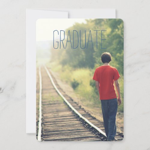 Photo Graduation Party High School Graduate Blue Invitation