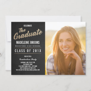 Photo Graduation Party Invitation   Chalkboard