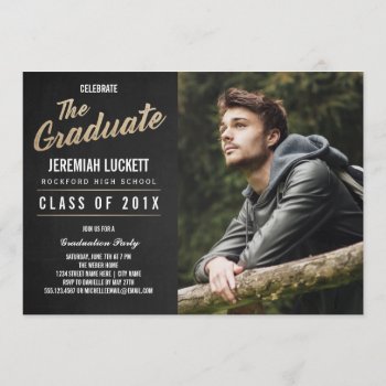 Photo Graduation Party Invitation | Chalkboard by Anything_Goes at Zazzle