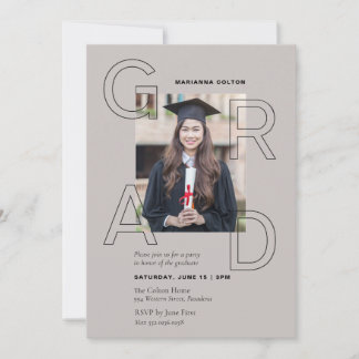 Photo Graduation Party Invitation Modern Grad