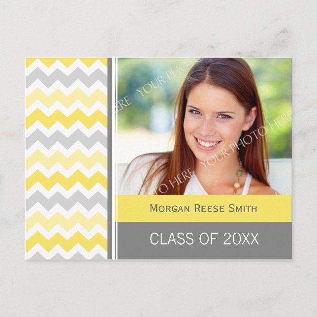 Photo Graduation Party Invitation Postcard Chevron (Front)