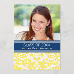 Photo Graduation Party Invitation Yellow Blue