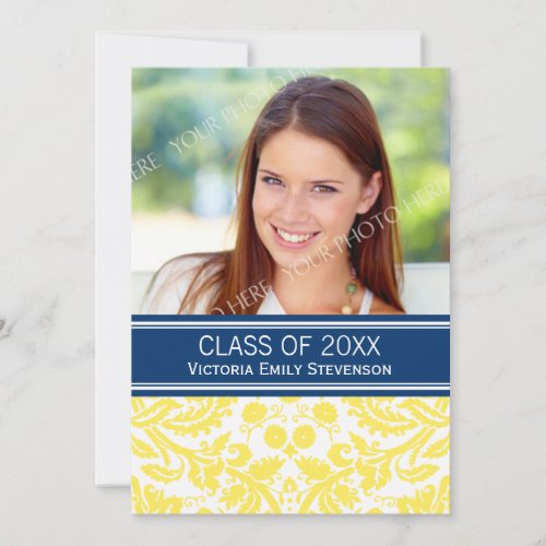 Photo Graduation Party Invitation Yellow Blue
