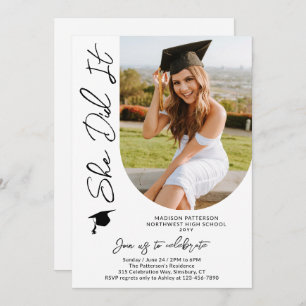 Photo Graduation Party Modern Elegant Script Invitation