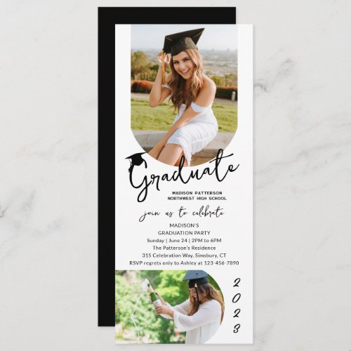 Photo Graduation Party Modern Elegant Script Invitation