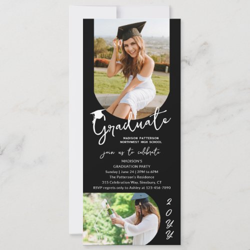 Photo Graduation Party Modern Elegant Script Invitation