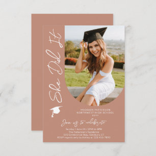Photo Graduation Party Modern Elegant Script Invitation