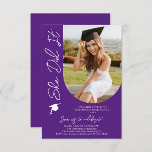 Photo Graduation Party Modern Elegant Script Invitation