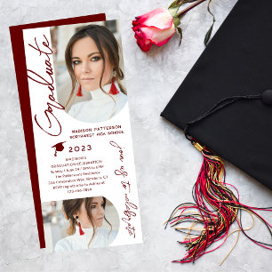 Photo Graduation Party Modern Elegant Script Invitation