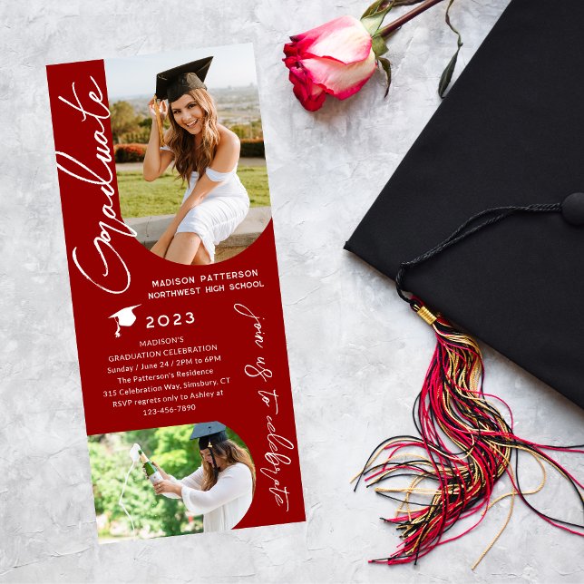 Photo Graduation Party Modern Elegant Script Invitation (Creator Uploaded)