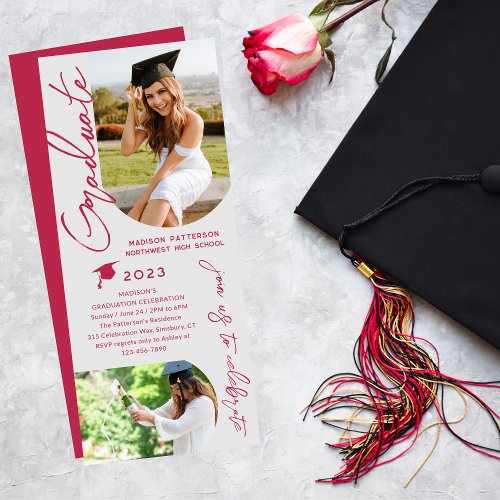 Photo Graduation Party Modern Elegant Script Invitation