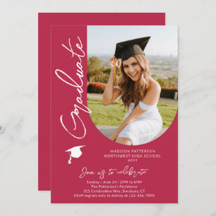 Photo Graduation Party Modern Elegant Script Invitation
