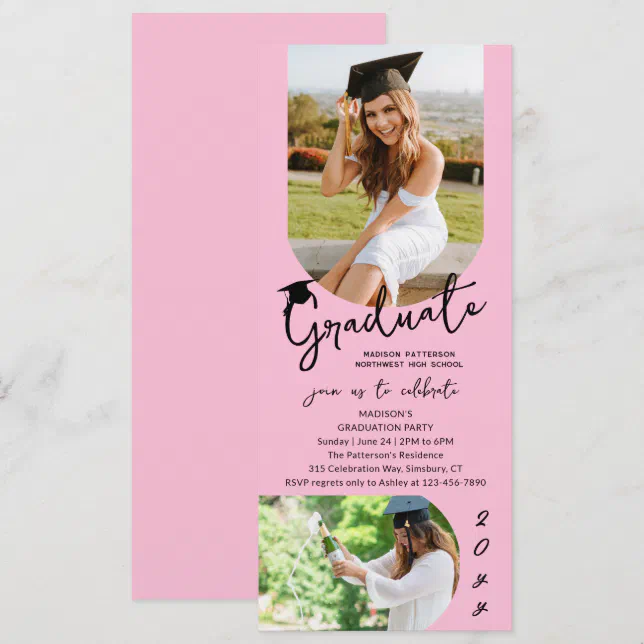 Grad Party Invite Script Photo Graduation Party Modern Elegant Script Invitation | Zazzle