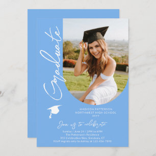 Photo Graduation Party Modern Elegant Script Invitation