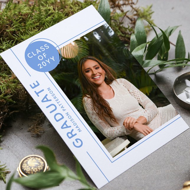 Photo Graduation Party Modern Script Blue (Creator Uploaded)