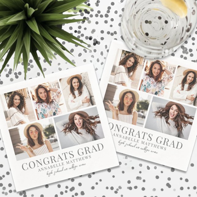 Photo Graduation Party Napkins (Graduation Photo Collage Graduation Party Napkin)
