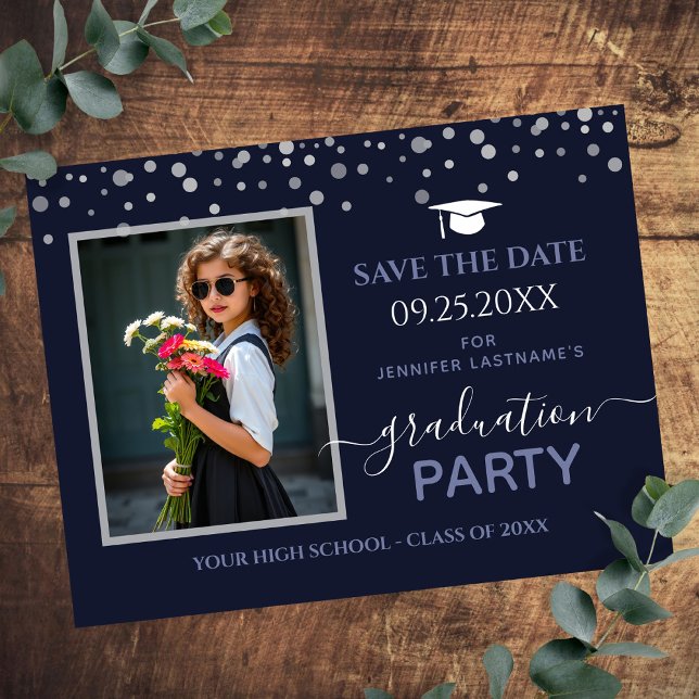 Photo Graduation Party Save the Date Invitation Postcard (Creator Uploaded)
