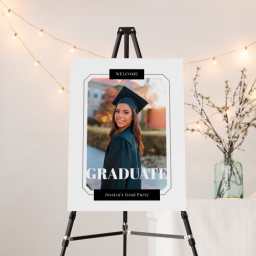 Photo Graduation Party Welcome Sign Modern Minimal