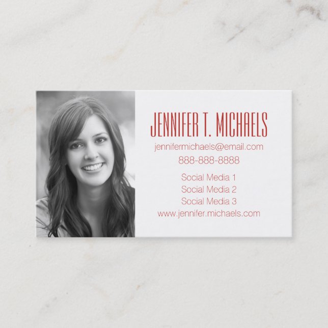 Photo Graduation | Red Coral Pattern Calling Card (Front)