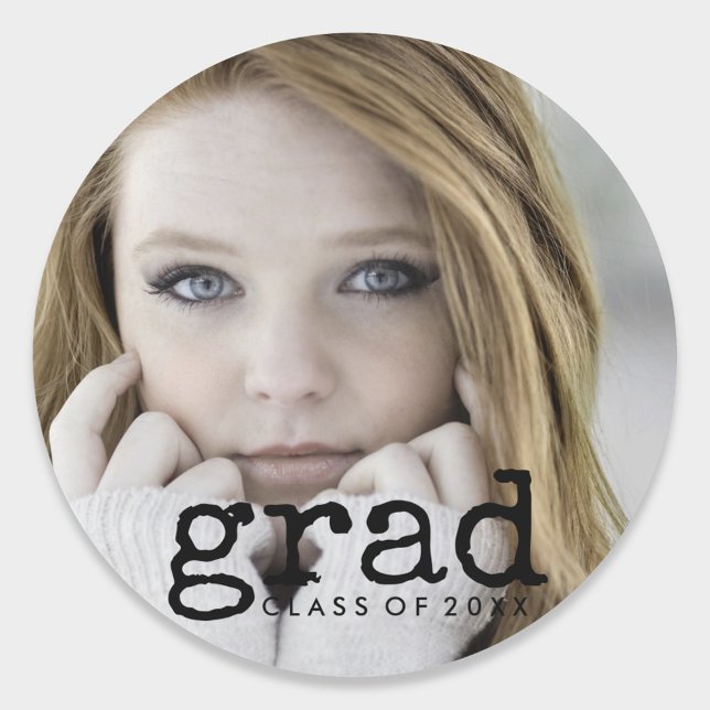 Photo Graduation Simple Retro Classic Round Sticker (Creator Uploaded)