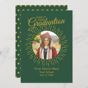 Photo Graduation Star Announcement (Green & Gold)