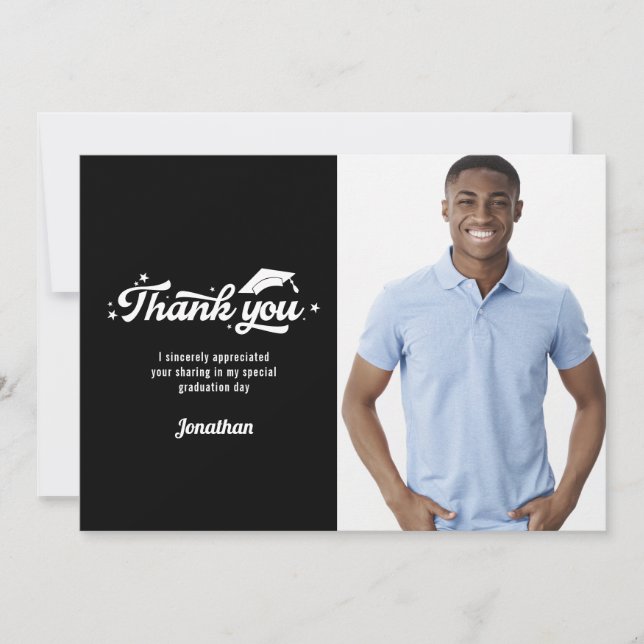 Photo Graduation Thank You Black Card (Front)