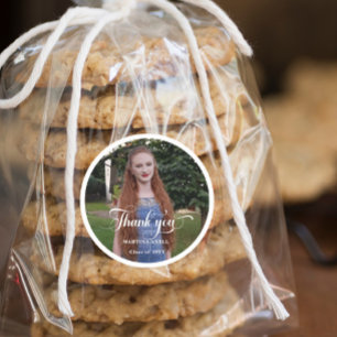 Photo Graduation Thank You Classic Round Sticker